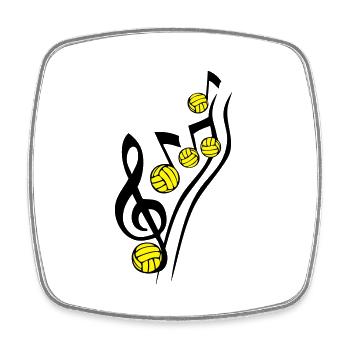 score music volleyball note cle ball - Square fridge magnet - white - Front