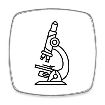 researchers microscope scientists research lens - Square fridge magnet - white - Front