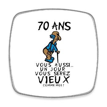 70 ans vieux monsieur anniversaire humour moi - Magnet carré - blanc - Devant