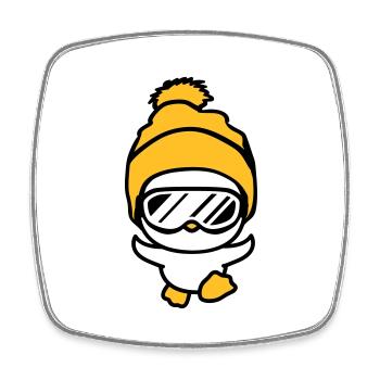 winter chick bird fun race run small sues - Square fridge magnet - white - Front