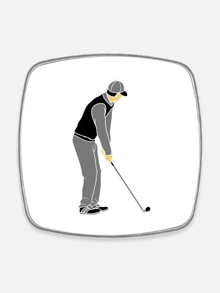 Golf spielen Clipart - Viereckiger Kühlschrankmagnet - Weiß