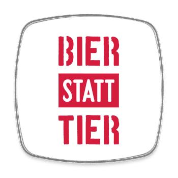BIER STATT TIER VEGAN - Viereckiger Kühlschrankmagnet - Weiß - Vorne