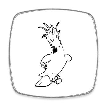 Cacatoès mignon - Magnet carré - blanc - Devant