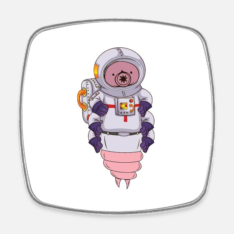 Cute bear in spacesuit - Square fridge magnet - white