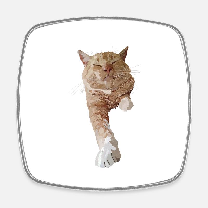 Red Cat - Square fridge magnet - white