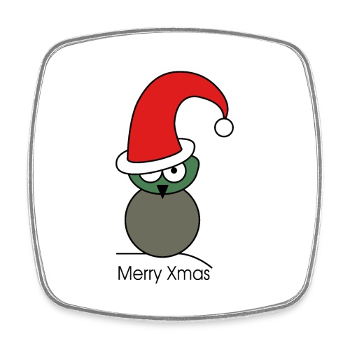 Owl - Merry Xmas - Square fridge magnet