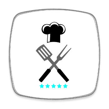 cook cutlery 5 stars - Square fridge magnet - white - Front