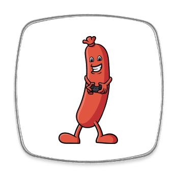 Eine Wurst die zockt - Viereckiger Kühlschrankmagnet - Weiß - Vorne