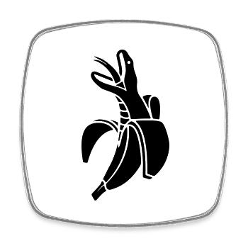 Bananen Schlange - Viereckiger Kühlschrankmagnet - Weiß - Vorne