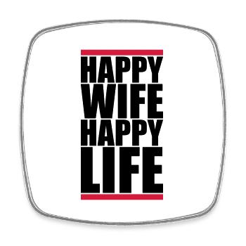 Texte Mme Happy - Magnet carré - blanc - Devant