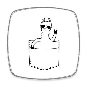 Hemdtasche Comic Lama - Viereckiger Kühlschrankmagnet - Weiß - Vorne