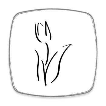 Tulip Line Art - Minimalist - Square fridge magnet - white - Front