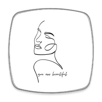 Vous êtes belle - Visage Line Art - Magnet carré - blanc - Devant