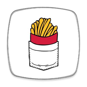 Brusttasche Pommes Frites - Viereckiger Kühlschrankmagnet - Weiß - Vorne