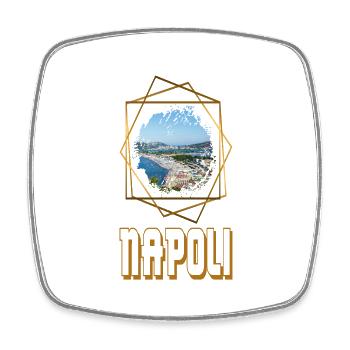Naples Italy City Skyline Home Love Gold - Square fridge magnet - white - Front