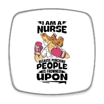I Am A Nurse Because Punching People Is Frowned Up - Viereckiger Kühlschrankmagnet - Weiß - Vorne