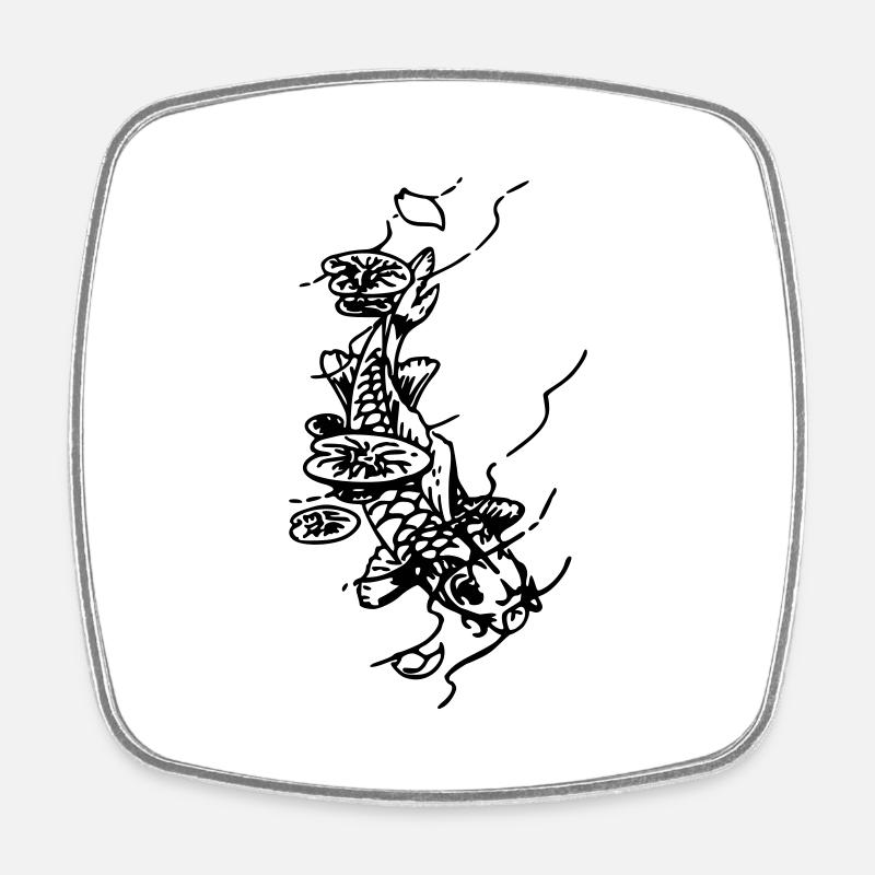 Japanese carp - Square fridge magnet - white