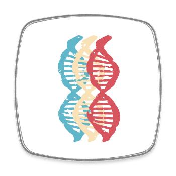 Science Biology retro DNA Genetics Motif 3 - Square fridge magnet - white - Front