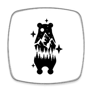 OURS ANIMAUX OURS NATURE FAUNE FORÊT MOTIF DE MONTAGNE - Magnet carré - blanc - Devant