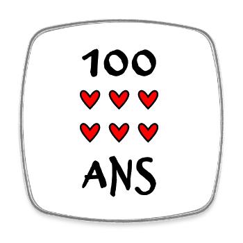 100 ANS. 100e ANNIVERSAIRE. ANNIVERSAIRE 100 ANS. - Magnet carré - blanc - Devant
