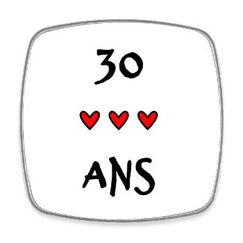 30 ANS. 30e ANNIVERSAIRE. ANNIVERSAIRE 30 ANS - Magnet carré - blanc - Devant