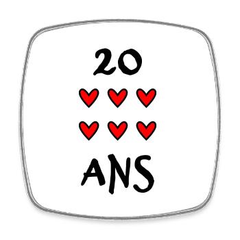 20 ANS. 20e ANNIVERSAIRE. ANNIVERSAIRE 20 ANS. ANN - Magnet carré - blanc - Devant