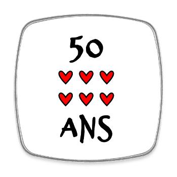 50 ANS. 50e ANNIVERSAIRE. ANNIVERSAIRE 50 ANS - Magnet carré - blanc - Devant