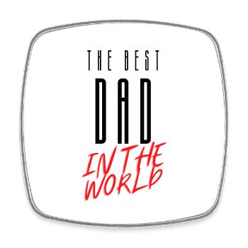 T-Shirt mit dem Thema des besten Vaters der Welt - Viereckiger Kühlschrankmagnet - Weiß - Vorne