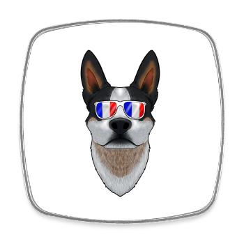 Australian Cattle Dog France Sunglasses I French - Square fridge magnet - white - Front