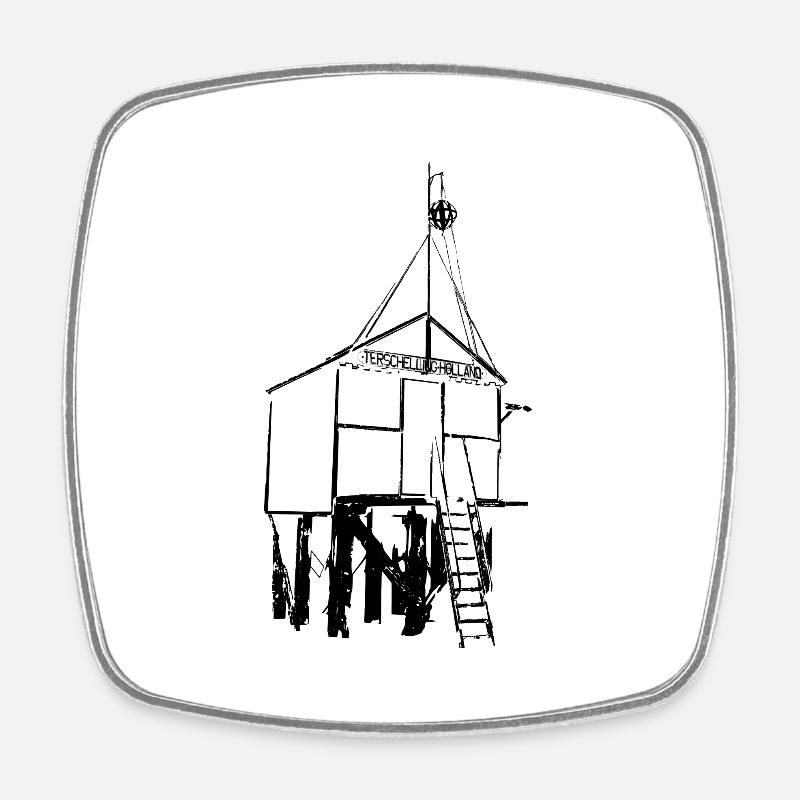 Maison de noyade sur la plage de Terschelling - Magnet carré - blanc