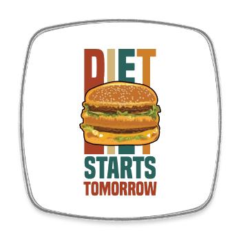 diet starts tomorrow (burger) - Square fridge magnet - white - Front