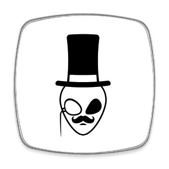 Kopf Sir Alien Gentlemen - Viereckiger Kühlschrankmagnet - Weiß - Vorne