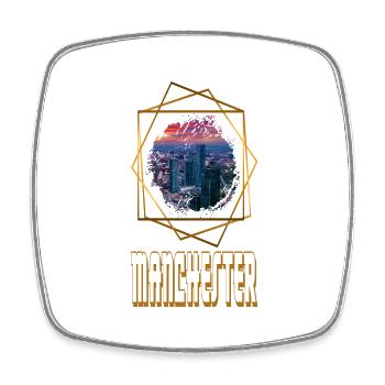Manchester England UK City Skyline Love Gold - Square fridge magnet - white - Front