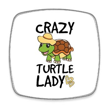 Funny Turtle Crazy Turtle Lady Gift - Square fridge magnet - white - Front