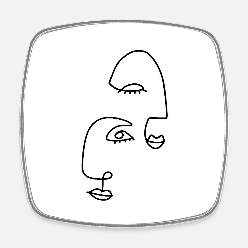 Line drawings abstract - Square fridge magnet - white