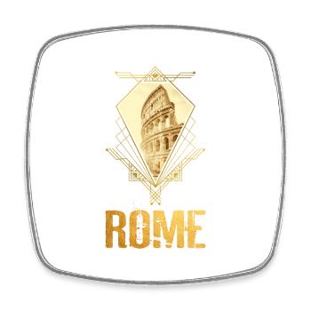 Rome Italy City Skyline Colosseum Gold Ornament - Square fridge magnet - white - Front