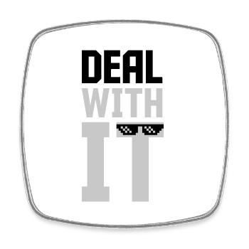Meme Deal with it - Viereckiger Kühlschrankmagnet - Weiß - Vorne