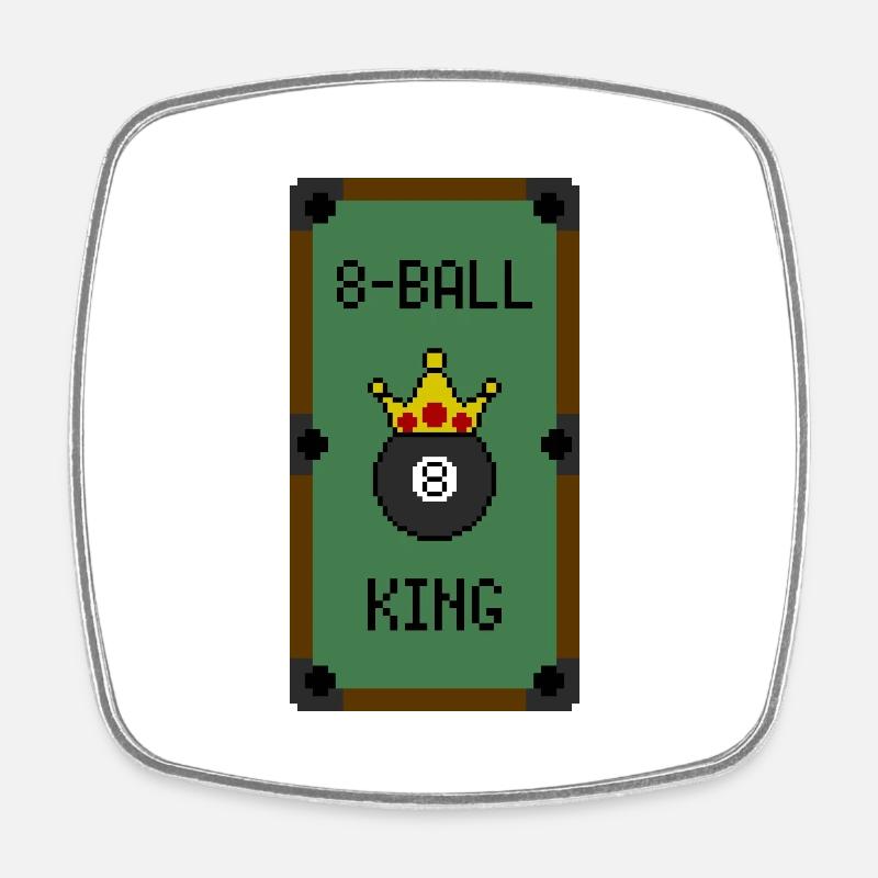 Retro 8-Bit 8-Ball King (Table) - Magnet carré - blanc