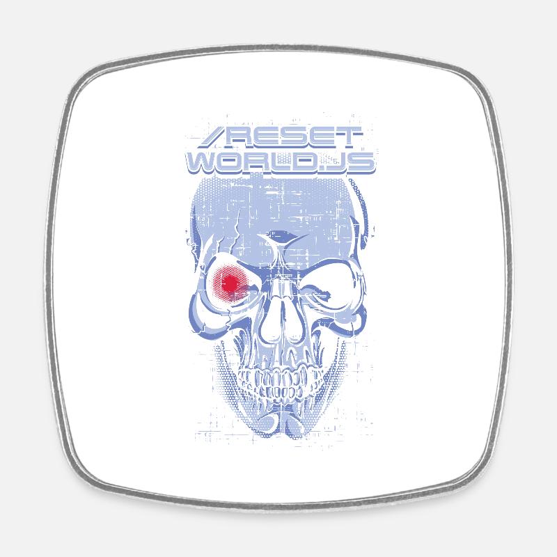 reset world JS - Viereckiger Kühlschrankmagnet - Weiß
