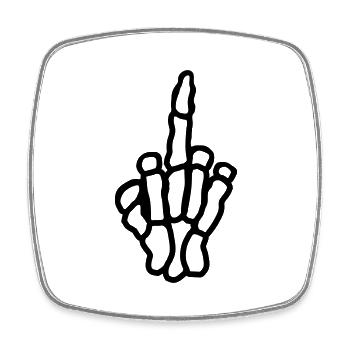 Cheeky Middle Finger Bone Hand - Square fridge magnet - white - Front