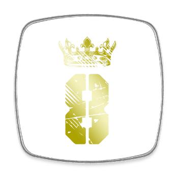 8 Number crown - Square fridge magnet - white - Front