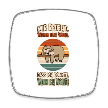 Faultier Chillen Faul Müde Lustlos Spruch Lustig - Viereckiger Kühlschrankmagnet - Weiß - Vorne
