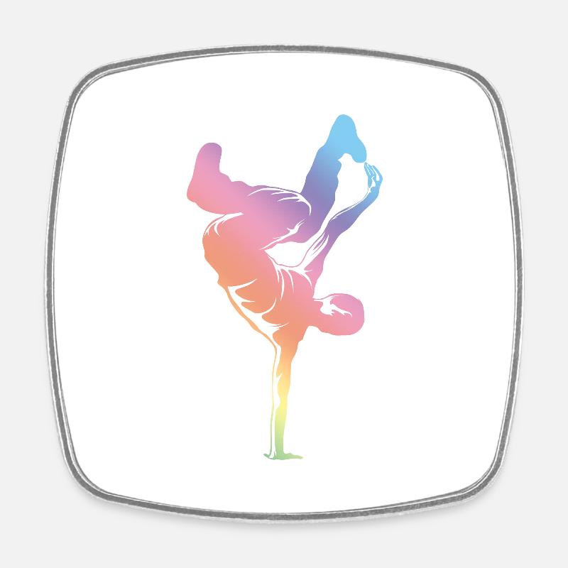 Breakdance Silhouette - Viereckiger Kühlschrankmagnet - Weiß