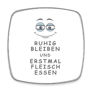 Fleisch essen - Viereckiger Kühlschrankmagnet - Weiß - Vorne