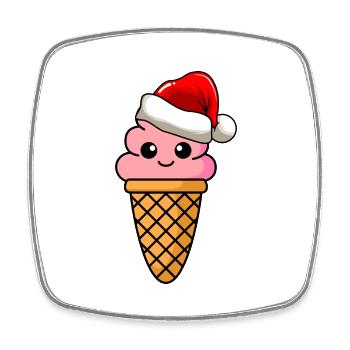 Ice Cream Weihnachten Comic Xmas - Viereckiger Kühlschrankmagnet - Weiß - Vorne