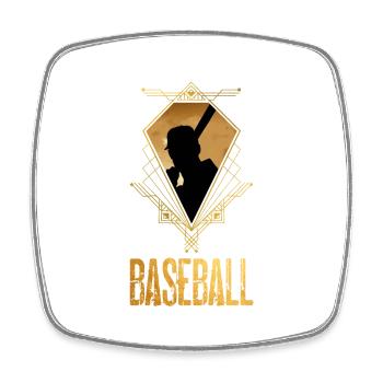 Baseball Baseballspieler Gold Sport Vintage Retro - Viereckiger Kühlschrankmagnet - Weiß - Vorne