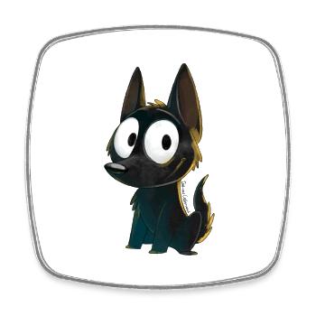 Kelpie noir - Magnet carré - blanc - Devant