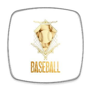 Baseball Ball Gold Spieler USA Sport Vintage Retro - Viereckiger Kühlschrankmagnet - Weiß - Vorne
