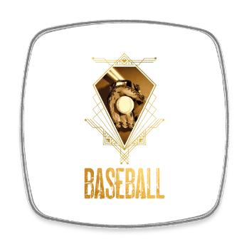Baseball Ball Gold Spieler USA Sport Vintage Retro - Viereckiger Kühlschrankmagnet - Weiß - Vorne