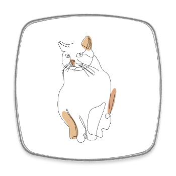 Katze - Viereckiger Kühlschrankmagnet - Weiß - Vorne